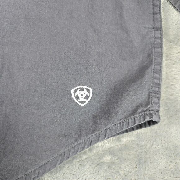 Ariat Shirt Men XL Gray Diamond Pearl Snap Western Flap Pocket Rockabilly Cotton - Picture 7 of 10